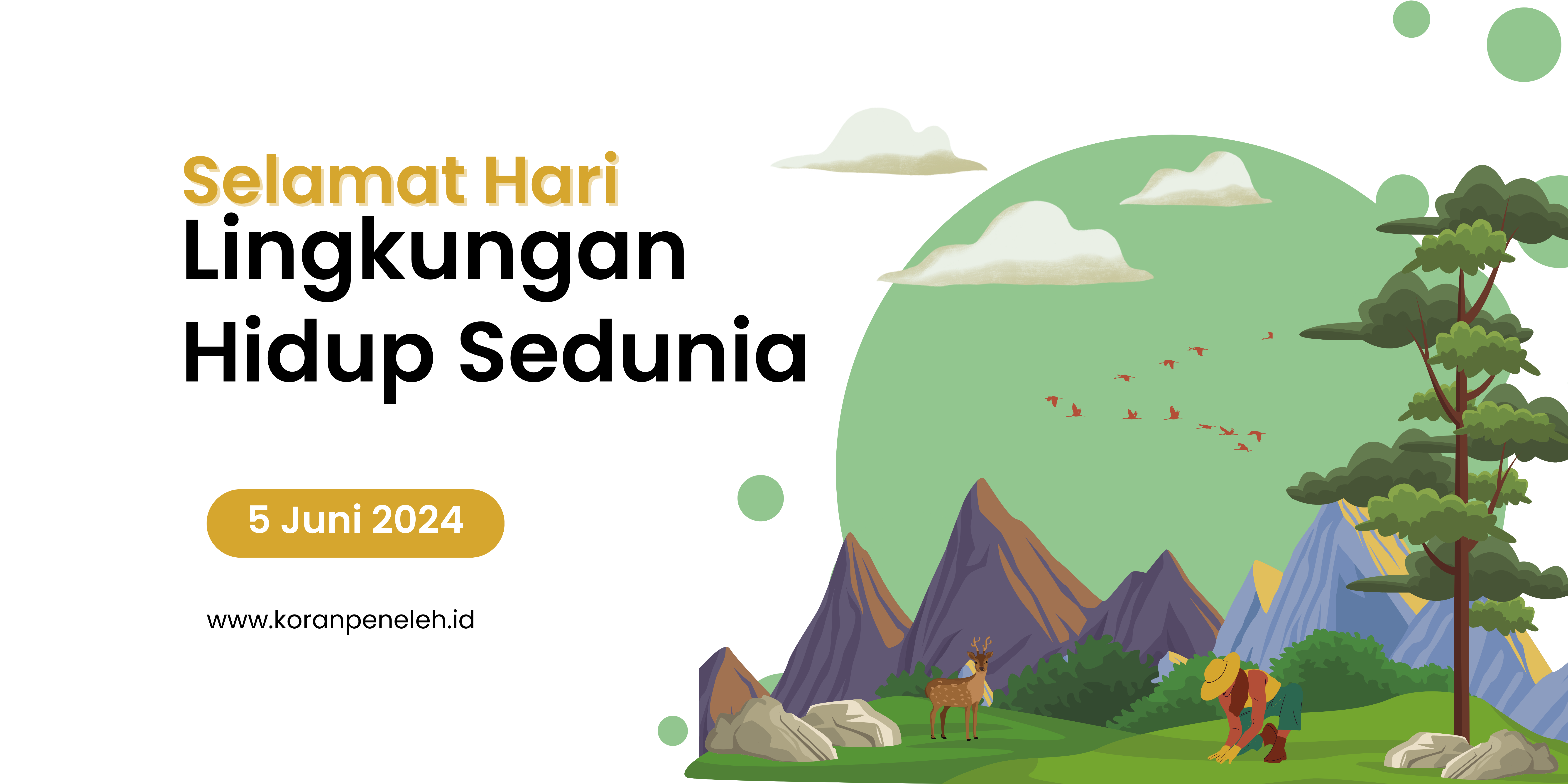 Hijau Illustrasi Hari Lingkungan Hidup Banner Landscape